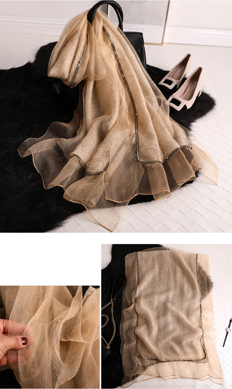 Дизайнерский брендовый женский шарф, модные летние шелковые шарфы, шали для леди, обертывания, шерстяная Пашмина, бандана, платок, палантины, хиджабы, женские