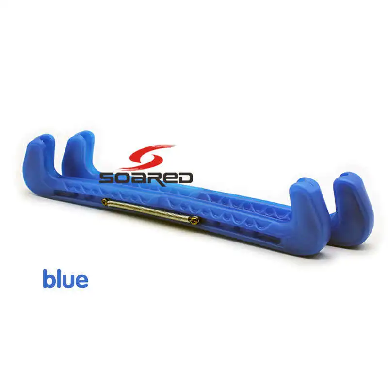 Blue 1 пара Упругие скейт обувь крышка нож для колки льда лезвие Защитная Длина Регулируемая скейт защита скорость/фигура скейт обувь протектор - Цвет: Blue