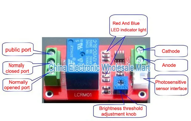 5PCS/ LOT 1 Channel 12V LCRM01 Photosensitive Resistance Relay Control Module Photoswitch | Электронные компоненты и