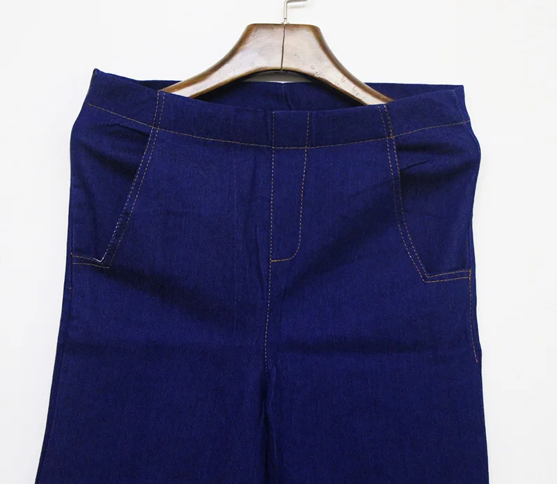 Женский джинсовый комплект ALPHALMODA с бисером блузка + широкие штаны до середины