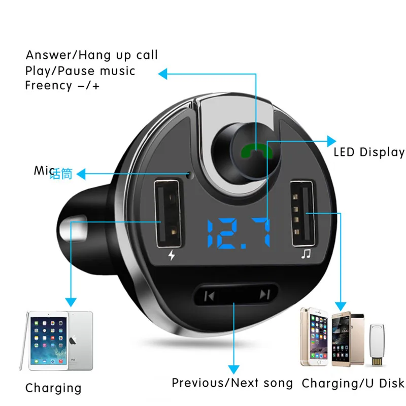 Автомобильный MP3 аудио плеер JINSERTA Bluetooth FM передатчик беспроводной модулятор
