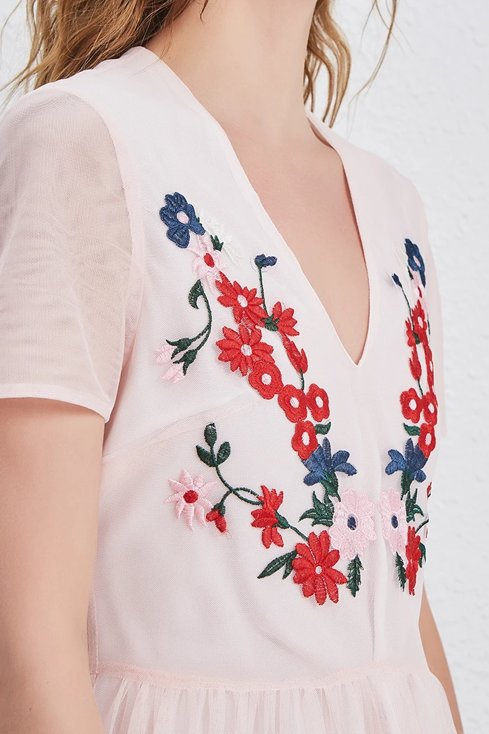 OFTBUY 2018 boho Летнее платье женские платья цветочной вышивкой сетки кружева