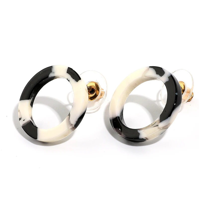 Классические OL стильные круглые Черепаховые серьги для женщин черно-белые