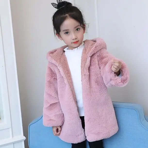 Autumn Winter Baby Girl Clothes Faux Fur Fleece Owl Coat Warm Jacket 4-14T Girls Hooded Toddler Kid Outwear DF84 | Детская одежда и