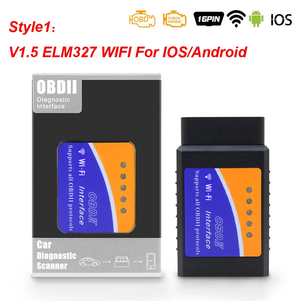 WIFI Blue ELM 327 V1.5 без PIC18F25K80 OBD OBD2 wifi Bluetooth 4,0 Автомобильный диагностический автоматический инструмент ELM327 V1.5 Wi-Fi для IOS/Android Torque - Цвет: WIFI Blue