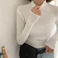 turtleneck ruched women pullovers autumn winter 2022 slim sexy knitted women sweater high elastic fashion long sleeve sweater