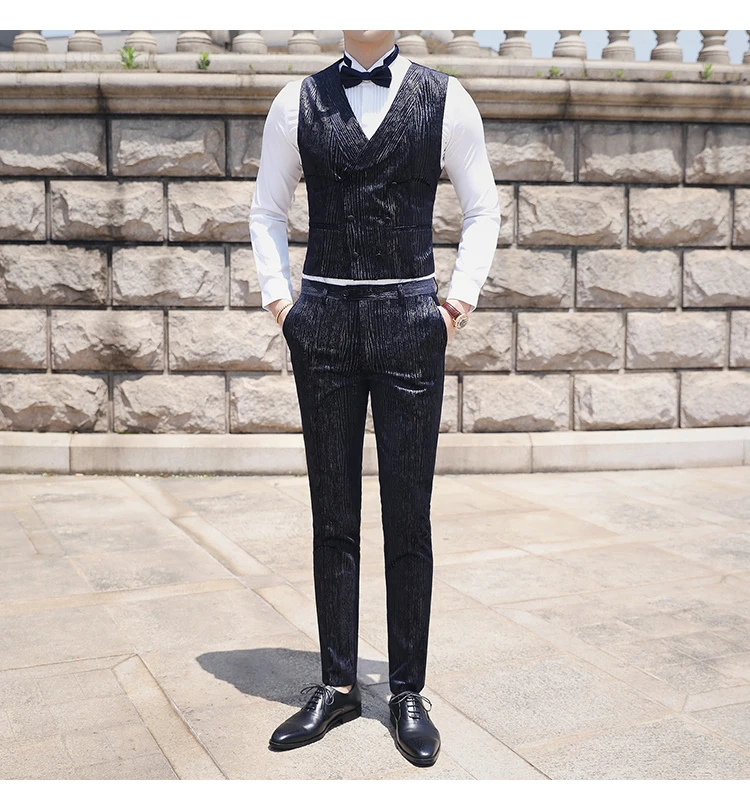 Повседневная одежда(Блейзер+ жилет+ брюки), Trajes De Hombre, костюм Mariage Homme Tuxedo,, осенние мужские костюмы в полоску, мужские деловые костюмы