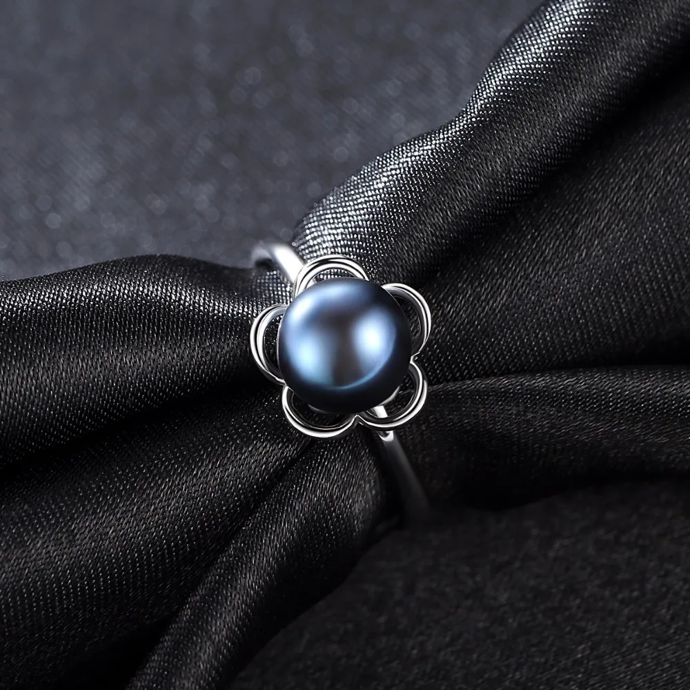 925 Sterling Silver ring with Black Pearl for women Gray Freshwater Flowers Trendy jewelry wholesale statement | Украшения и
