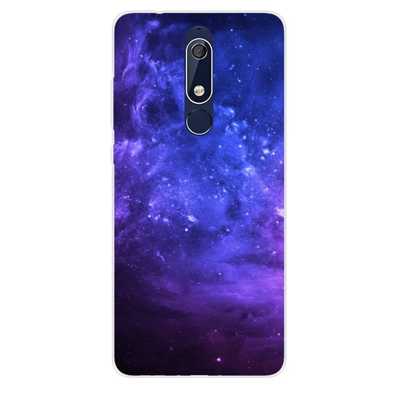 Для Nokia 1 2 2,1 3 3,1 4,2 5 5,1 6 6,1 7 7,1 плюс 2018X5X6 Чехол для телефона с рисунком "Звездное небо" Луна картина мягкий чехол Fundas Capa