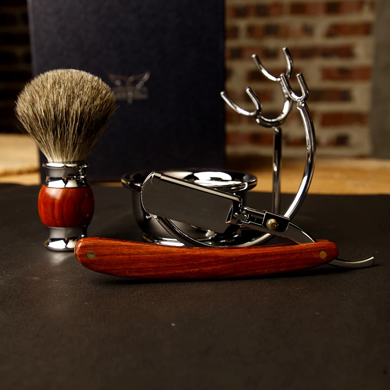 Набор из 5 штук мужской набор для бритья бритва с деревянной ручкой | Красота и