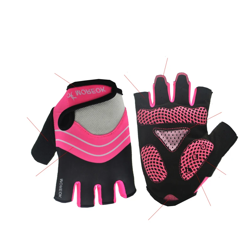 Велосипедные перчатки с полупальцами для мужчин и женщин розовые MTB велосипедные