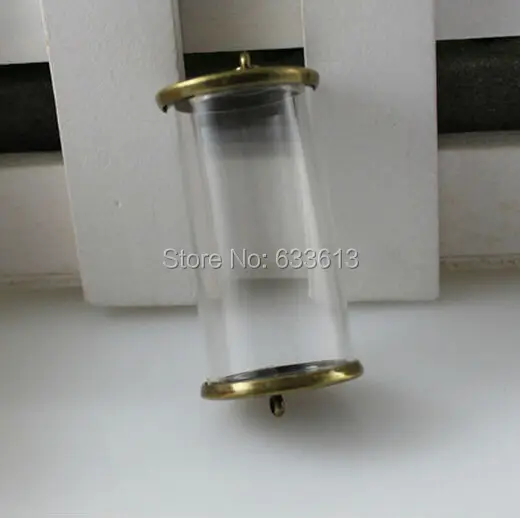 New 30sets/lot 28*12mm long tube glass globe &amp bronze color cover button set (no filler) wish bottle sweater pendants | Украшения и