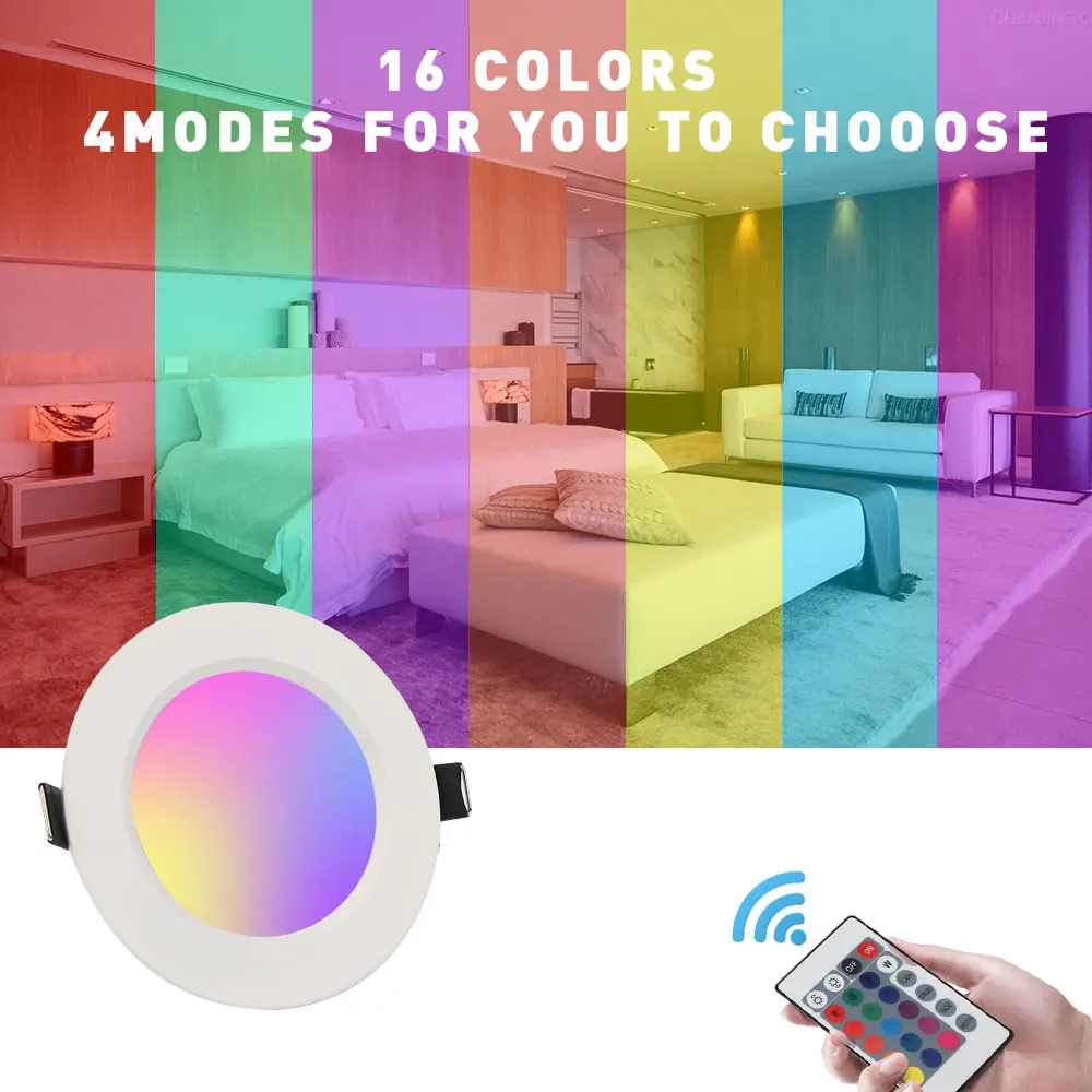 20 шт./лот, 5 Вт, RGB светодиодный панельный светильник, круглый потолочный светильник с пультом дистанционного управления, вечерние, сценический светильник, подвесной светодиодный светильник, s украшение