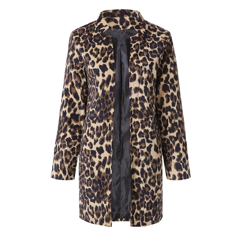 Fashion Women's Leopard Printed Sexy Winter Warm Wind Coat Autumn Plus Size Casaco In Basic 16#40 | Женская одежда