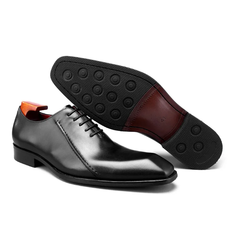 Мужская деловая обувь ручной работы фиолетового и черного цвета Мужские