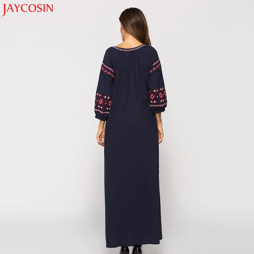 JAYCOSIN мусульманское женское бархатное платье с принтом Islamic Abaya Jilbab коктейльное
