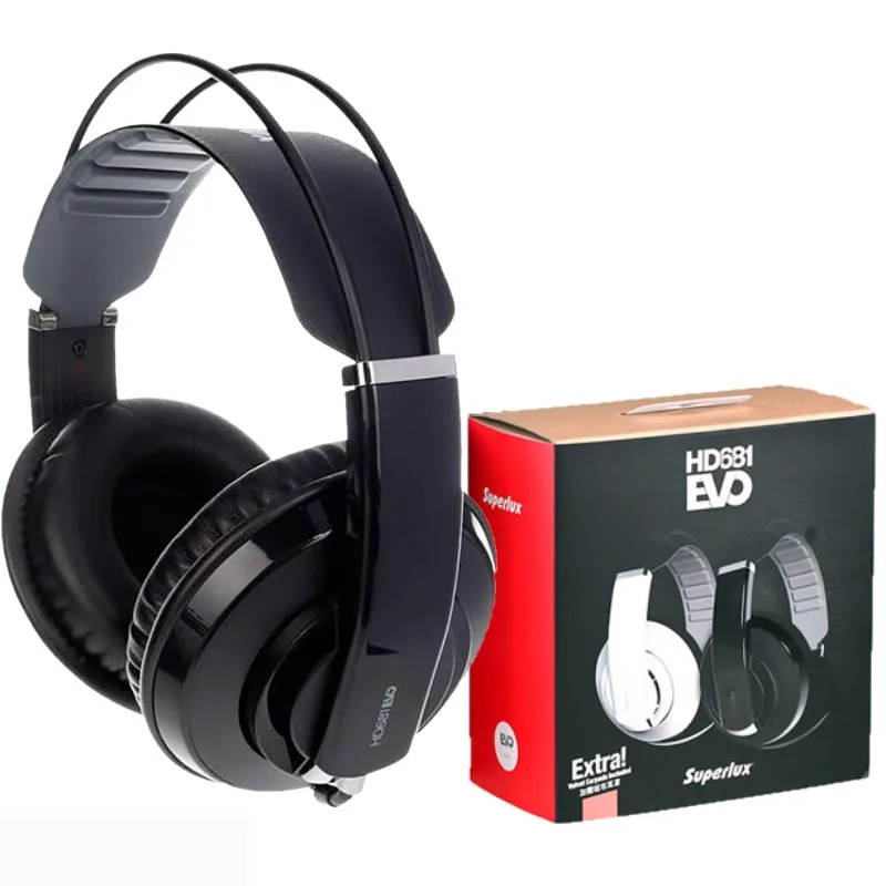 black with package Superlux HD681 EVO обновленная версия динамического полуоткрытого аудио мониторинга наушников съемный аудио кабель HiFi стерео гарнитура - Цвет: black with package