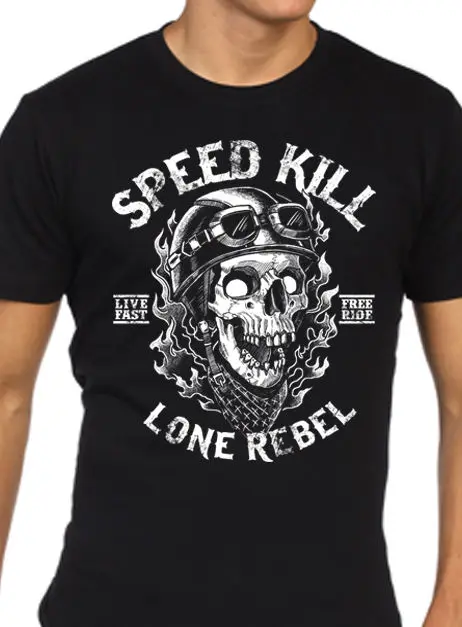 Lone REBELDE Camiseta Hombre S 2XL Motero CALAVERA MOTO rock Speed MATAR мужские pride dark? Футболка цвет белый черный