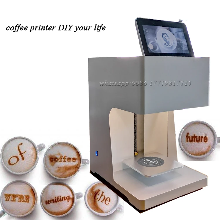 maquina de impressao da foto do latte do cafe do controle da tela tactil de wifi