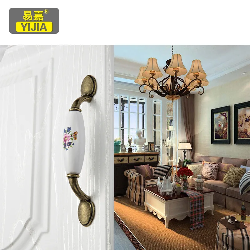 Antique Ceramic Cabinets Knob Pull Furniture Handle Drawer Door Pulls Kitchen Wardrobe Lucky Flower Home|Ручки шкафа| |