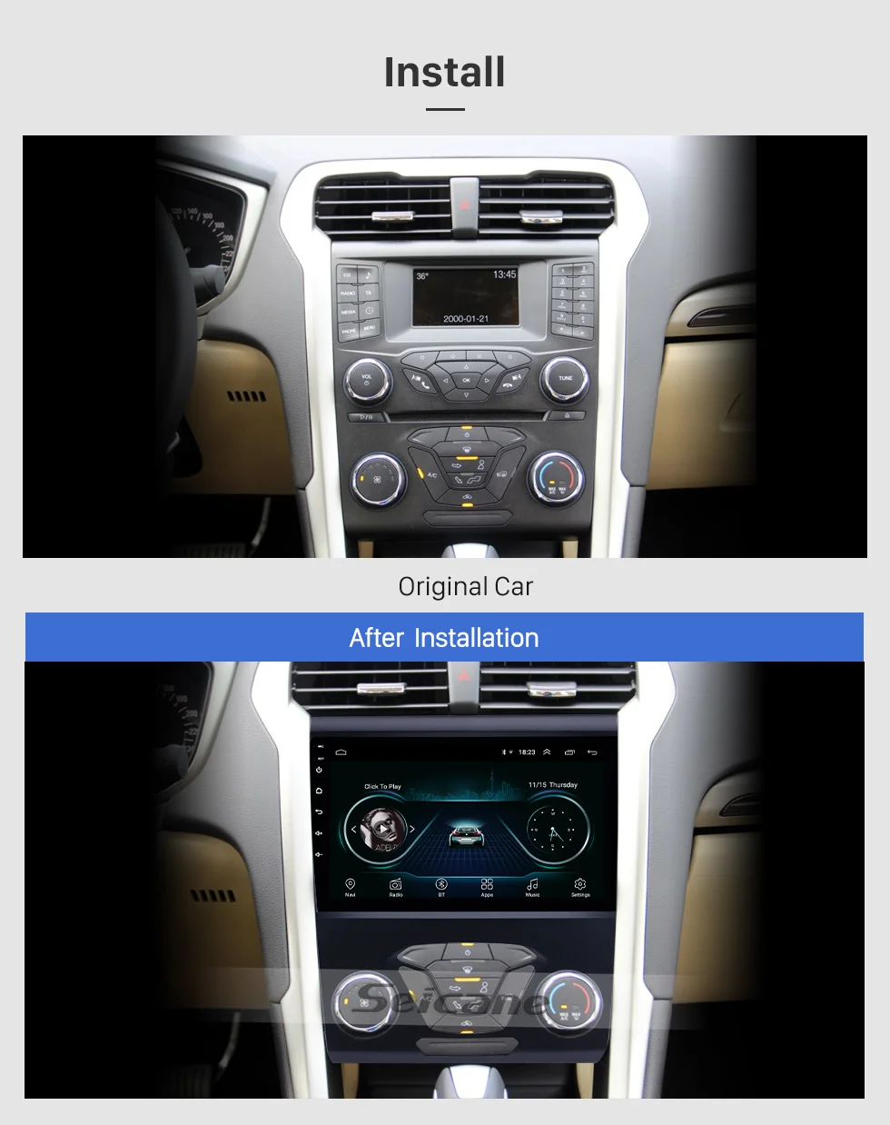 Seicane 2din Android 8,1 9 дюймов для Ford Mondeo 2012- Aftermarket gps автомобильный аудио 3g WiFi радио тюнер Автомобильный мультимедийный плеер
