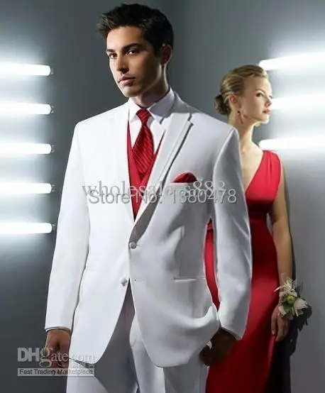 2016-смокинги жениха на заказ белые две кнопки Лучший человек жених мужские