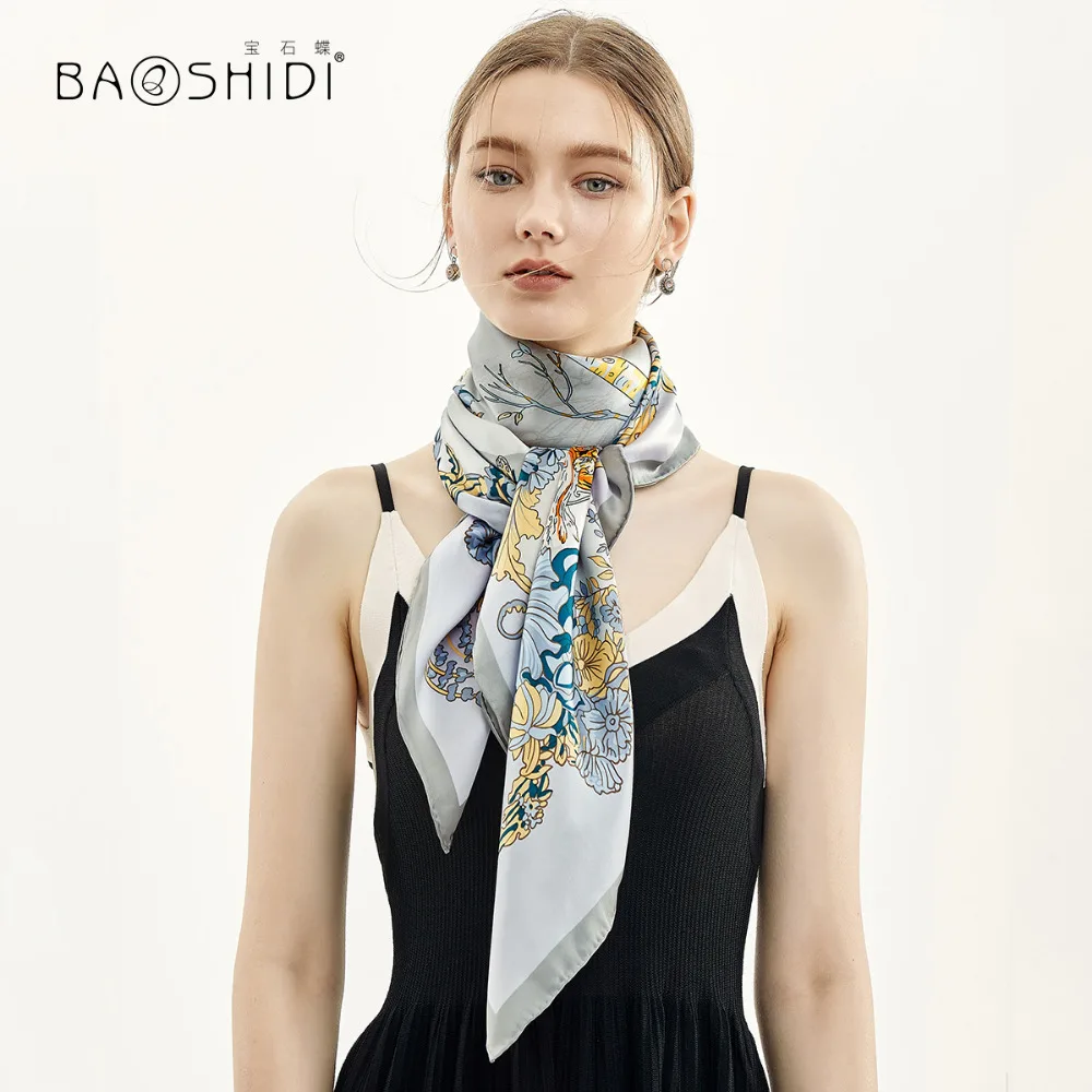 [BAOSHIDI] шарф из 100% шелка 16 момме 106*106 см квадратные шарфы Infinity рулонная работа