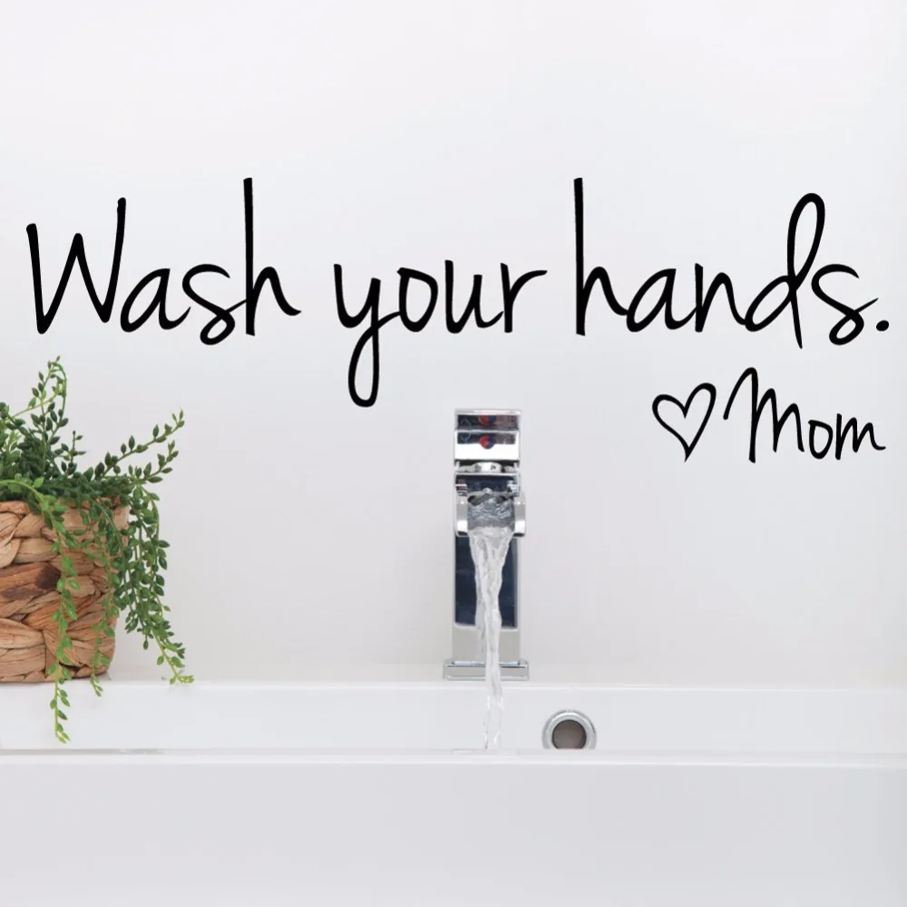 ZOOYOO Wash Your Hands Mom Wall Sticker Waterproof Removable Home Decoration Bathroom Decor | Дом и сад