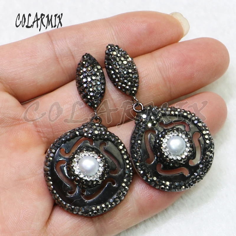 3 пары круглых сережки в виде ракушек со стразами серьги из натурального жемчуга Серьги подарок для леди 6056