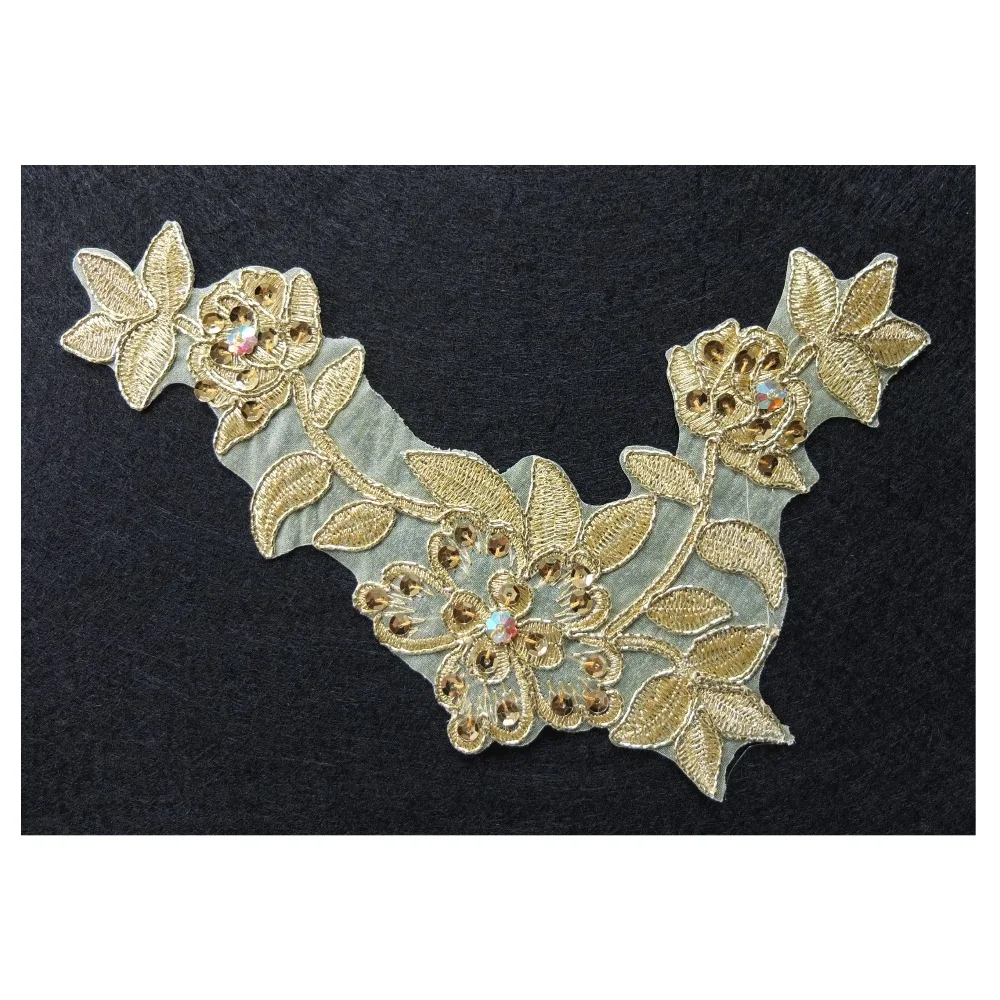 Free Shipping 2pcs/lot/color x New 11Colors(Silver Pink+)Sequin Beaded Flower Embroidery Lace Applique Trim Patches Collar BNC79 | Дом и сад
