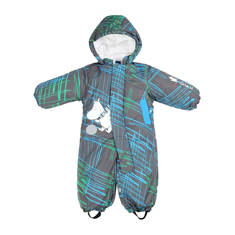 

Infant Winter Jumpsuit Waterproof Jumpsuit Fleece Inside Warm Girls Outdoor Zipper Romper Children Overall Hood -20 Degree Muumi