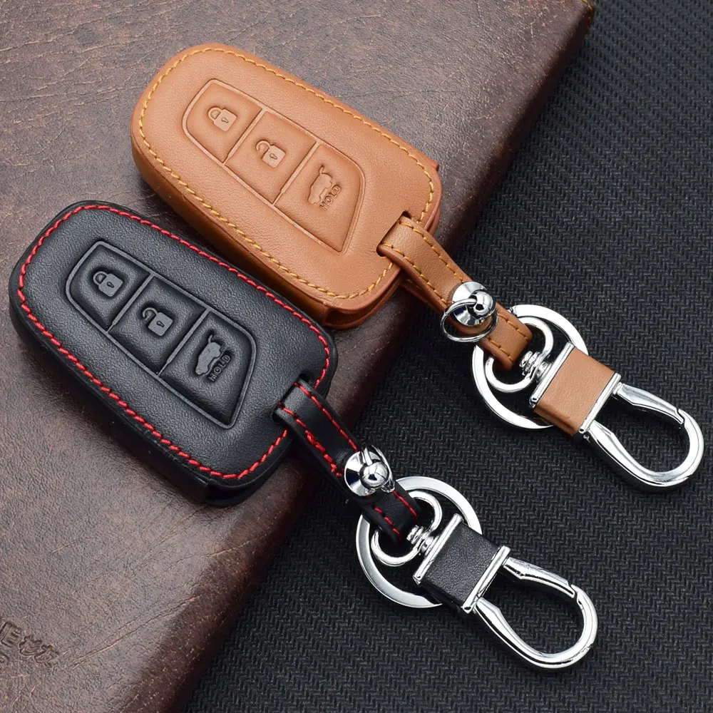 Кожаный чехол для ключей с 3 кнопками для hyundai Grand Santa Fe IX45 Smart Remote Fob Shell, чехол для ключей, защитная сумка, авто аксессуар