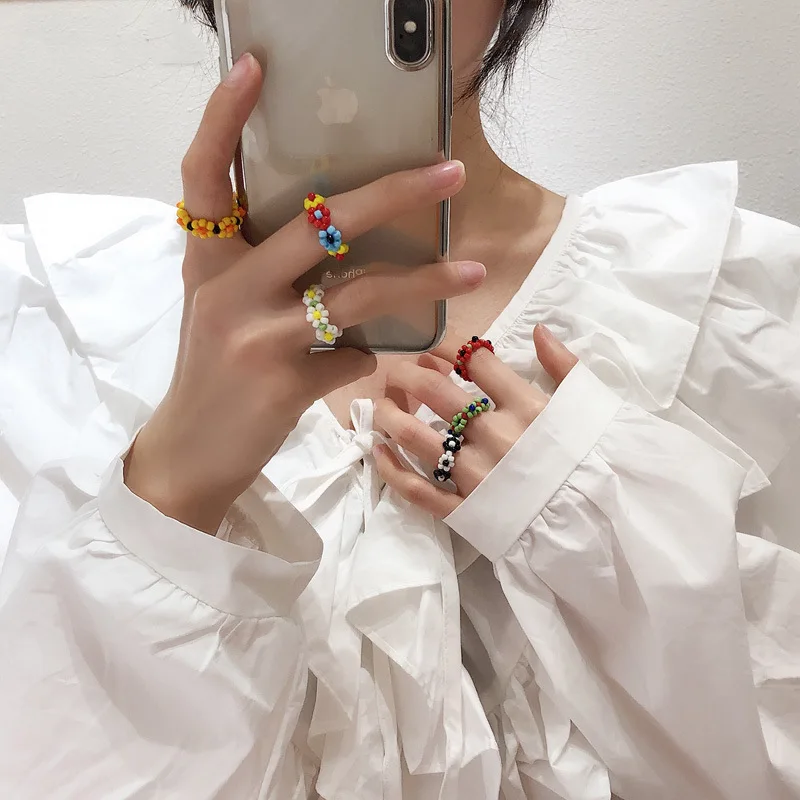 Модное кольцо с цветами модное корейское Оригинальное многоцветное маленькими и