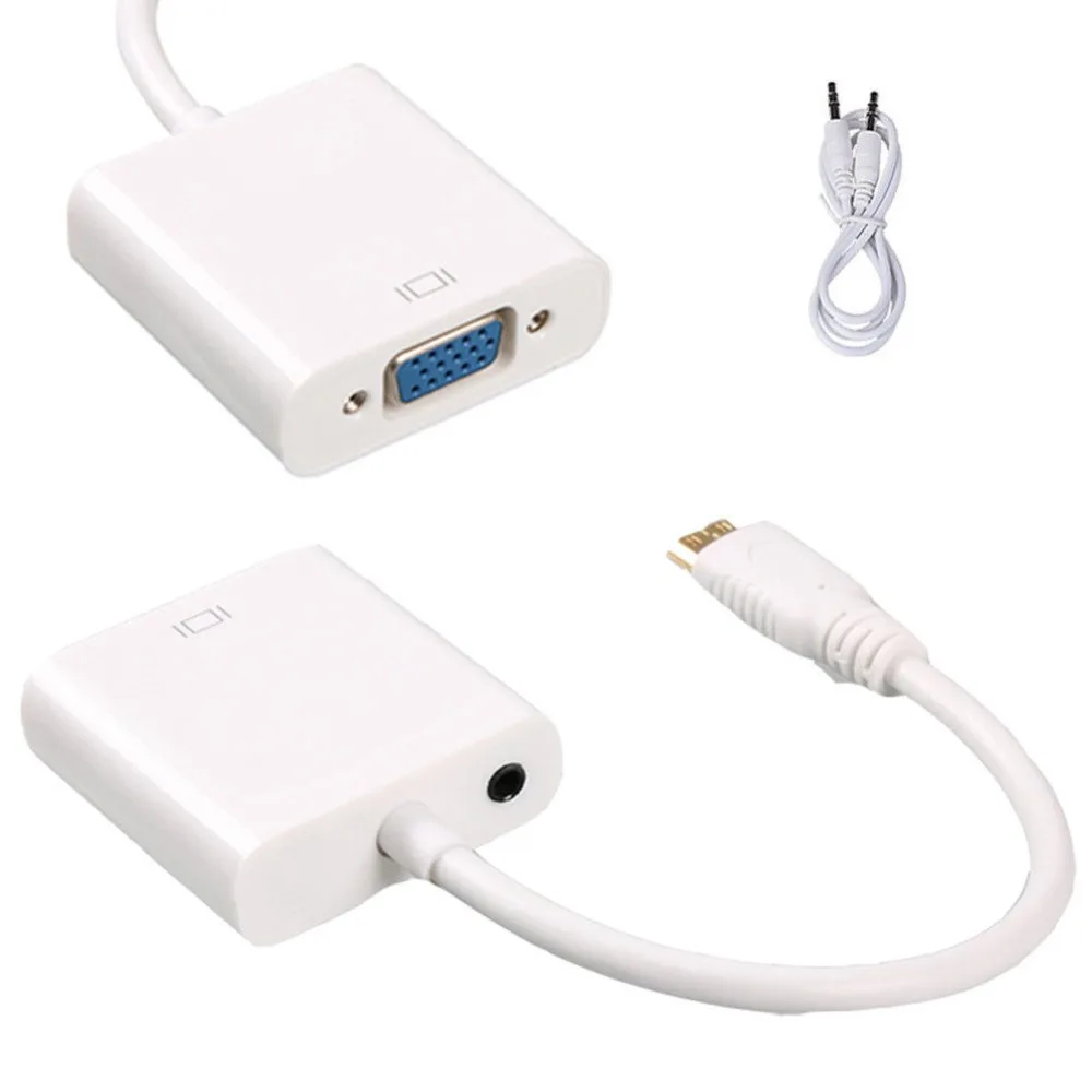 Мини адаптер hdmi vga с аудио + Micro USB кабель питания для ноутбуков планшетов 100 штук| |