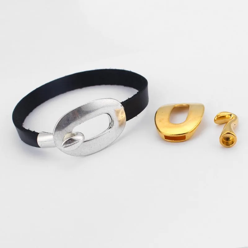 

3 Sets Alloy Hook Clasp Cord End Connector Easy Clasps For 10mm Flat Leather Cord Wristband Bracelet Diy Jewelry Making Finding