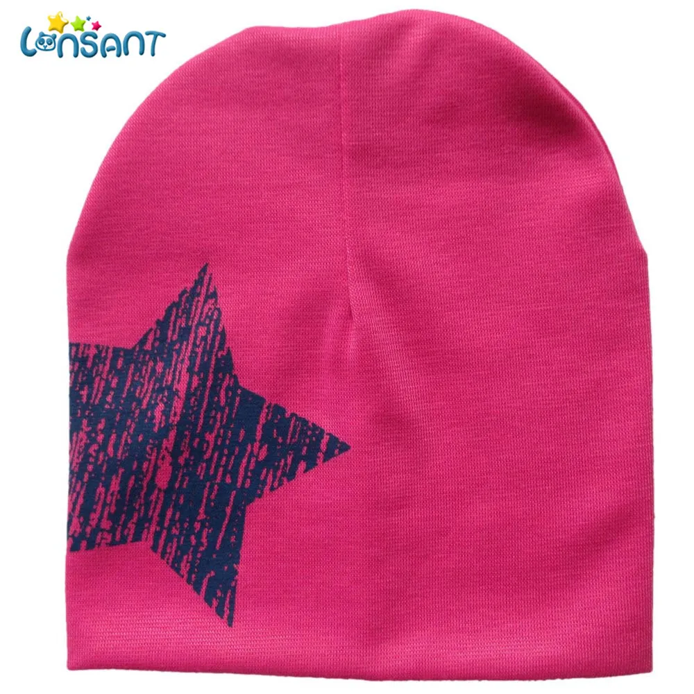 LONSANT New Hot Baby Girl Autumn Newborn Print Star Beanie For Boys Girls Cotton Knit Hat Children Winter Hats | Детская одежда и