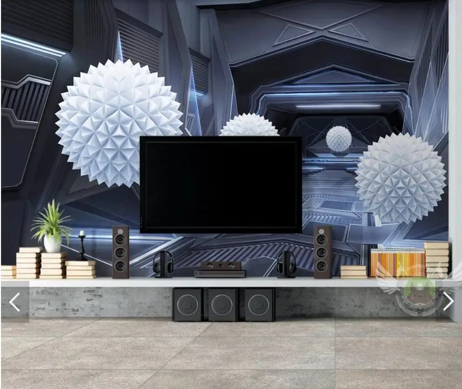 

3D Abstract White Ball Construction Wallpaper Mural 3D Printed Photo Wall Murals Wall Decor Murals Wall Art Murals Custom Size
