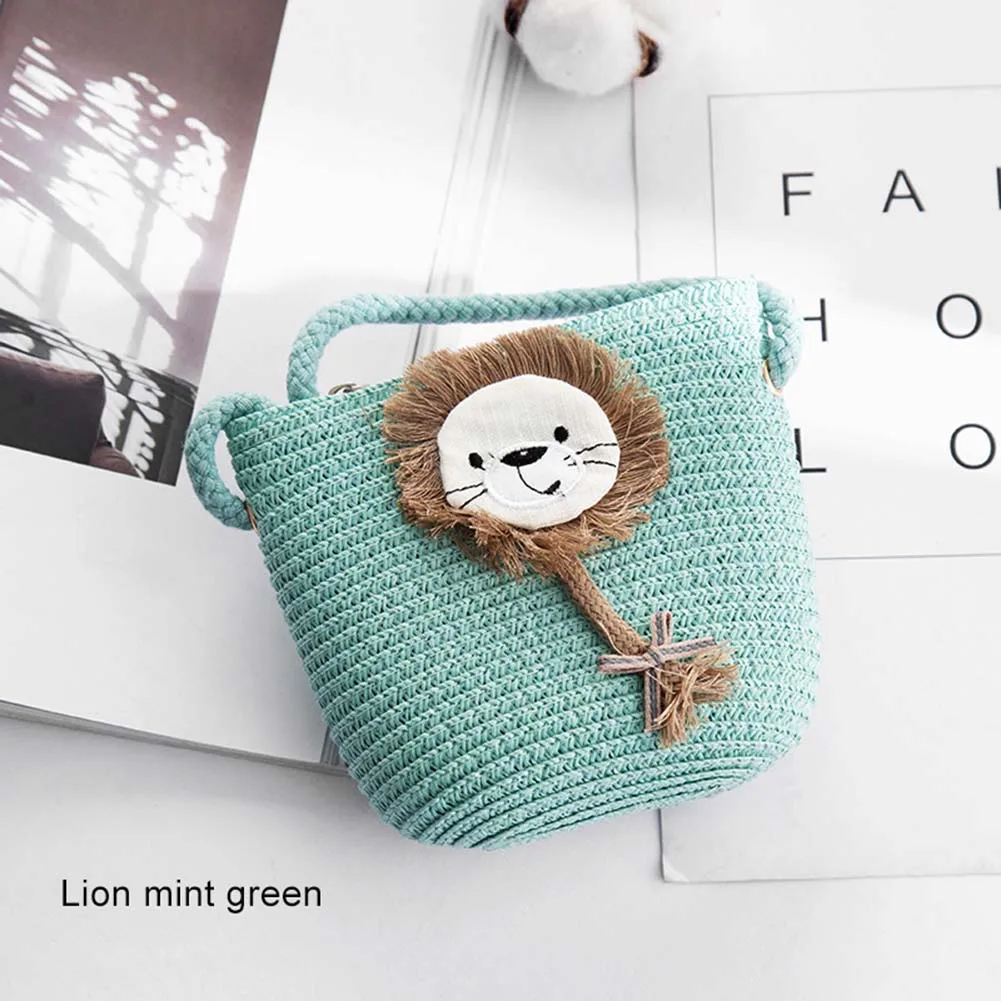 green lion Мини-Сумочка для девочек, ручная работа, Соломенная Сумка, большая вместительность, летняя пляжная сумка на плечо, вечерние, для покупок, Лучшая распродажа-WT - Цвет: green lion