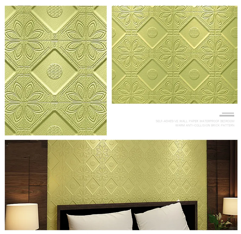 2x 3D Rhombus Flower Pattern Wall Sticker Covering Decor Renovate 585 x 585 x 7mm Eco-friendly PE Foam Waterproof