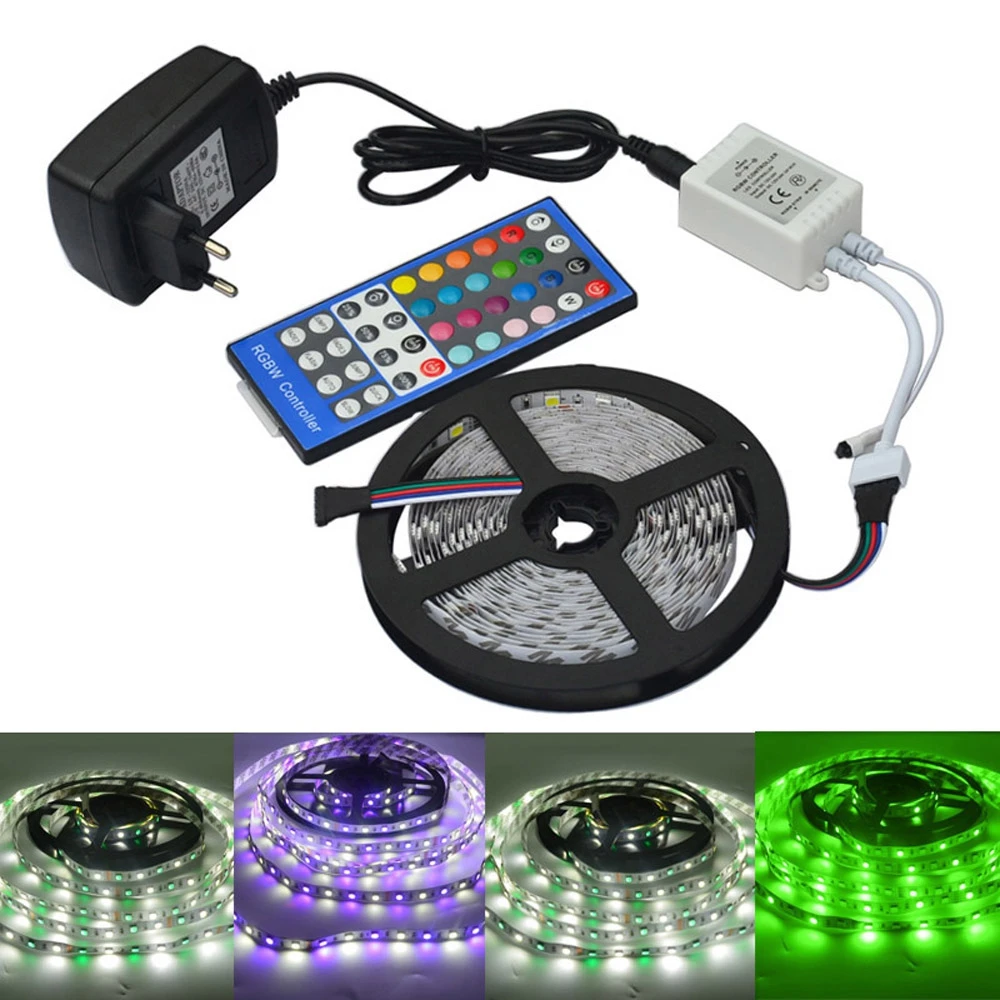 

LED Strip Color-Changing 5m 5050 RGBW LED Light Strip + Remote Controller+12V 2A Power Supply RGB + White Indoor for Decoration