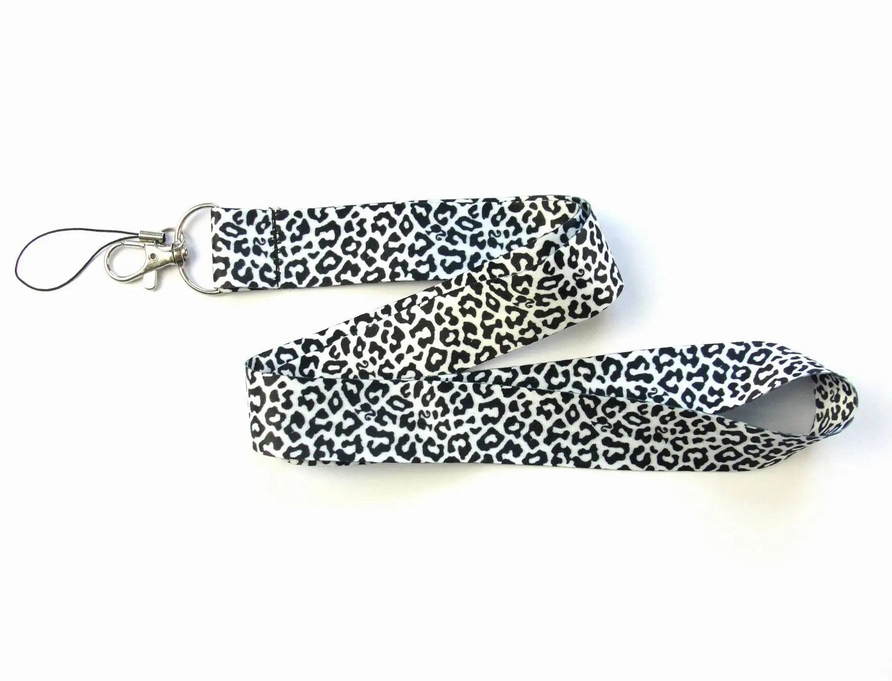 Один PC Browm/розовый/черный/белый леопардовый ремешок для ключей Cheetah ID значки держатели животное телефон шеи ремни с брелоком