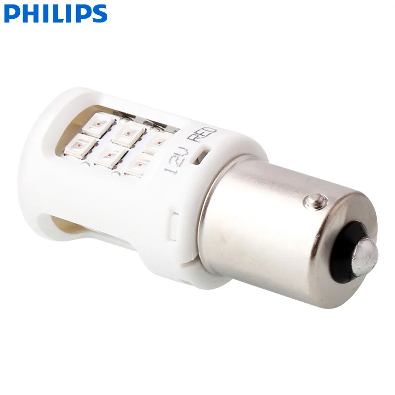 Philips Ultinon светодиодный S25 P21W BA15s 12В 11498ULRX2 красный цвет поворотные сигнальные лампы