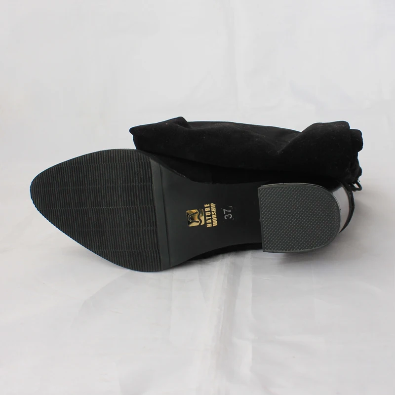 

Bigsize 34-47 women boots fashion Stovepipe Over-the-Knee long boots Pointed Toe Nubuck Leather Square heel Slip-On Knight boots