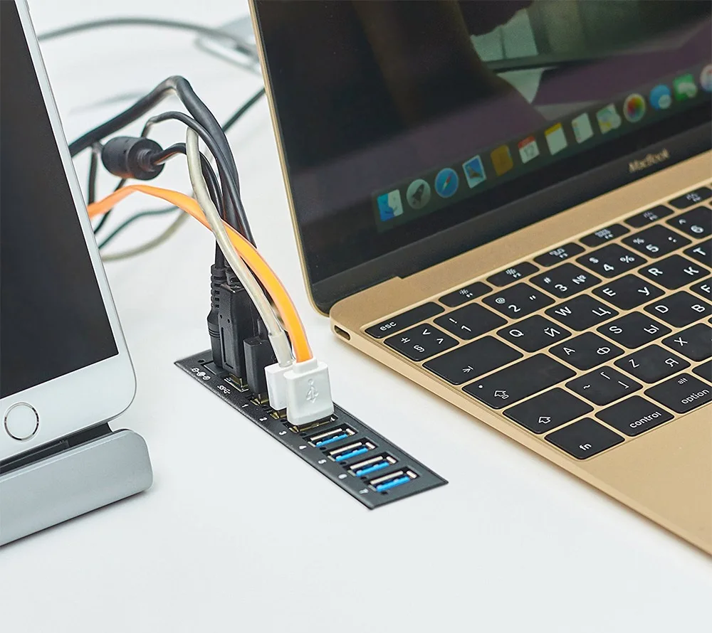 Sipolar Алюминиевый 7 портов USB 3,0 зарядное устройство концентратор многопортовый usb-разветвитель с 12 В 3 А адаптер со светодиодным индикатором кронштейн A-173