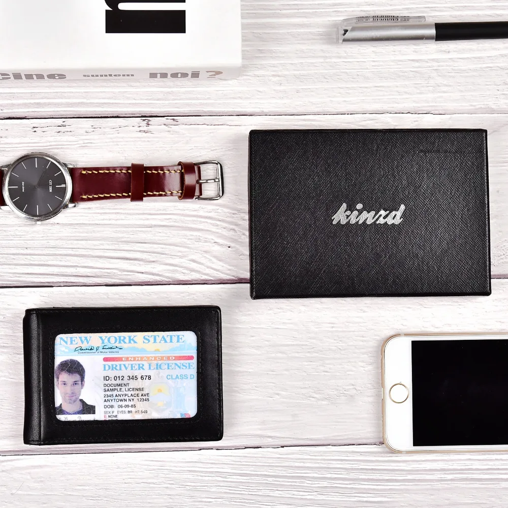 Мужские тонкие двойные кожа короткие бумажник Front Pocket Wallet RFID зажим для денег usd версия драйвера Лицензии Держатель кошельки