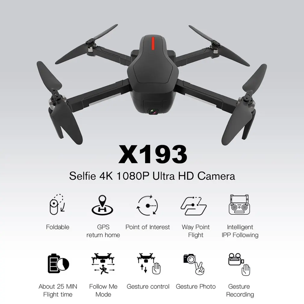 X193 складной gps 5G wifi FPV Дрон с селфи 4K 1080P HD камера RC Дрон самолет долгое время полета один ключ возврат Квадрокоптер