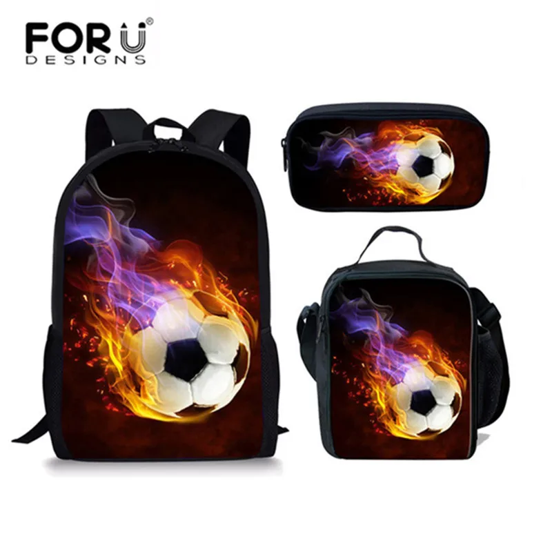FORUDESIGNS/3 шт./компл. детские школьные сумки для детей мальчиков огненные ноги мяч шаблон в начальной ортопедической рюкзаки на плечо