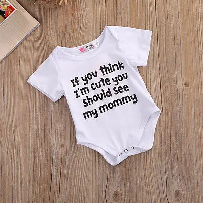 Комбинезон с надписью для маленьких мальчиков модный белый боди девочек летняя