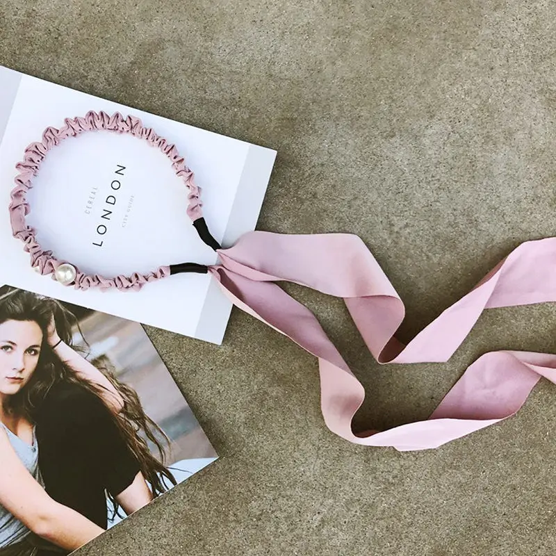 pink Винтажная лента Ruoshui, ободок для волос для женщин и девочек, повязка на голову с жемчугом, женские аксессуары для волос, модный обруч для волос, стильный головной убор - Цвет: pink
