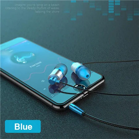 Blue Басовые наушники 9D, наушники-вкладыши, металлическая проводная гарнитура, Hifi наушники для samsung, huawei, Xiaomi, телефон, наушники, fone de ouvido - Цвет: Blue